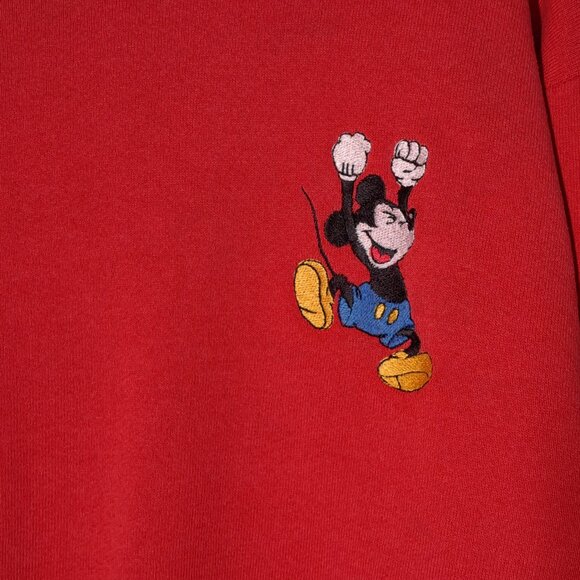 VINTAGE Mickey & Co Cheering Mickey USED Sweatshirt (DISTRESSED, S, Embroidered) - Picture 6 of 10